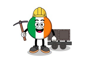 Fototapeta premium Mascot Illustration of ireland flag miner
