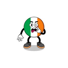 Character Illustration of ireland flag with tongue sticking out