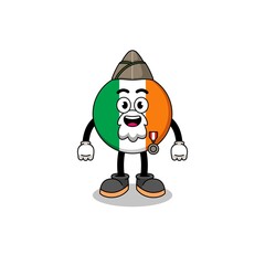 Character cartoon of ireland flag as a veteran