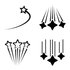 Starfall Flat Icon Set Isolated On White Background