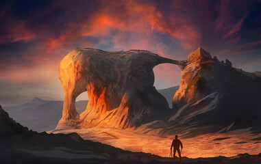 Fantasy landscape and elefant rock