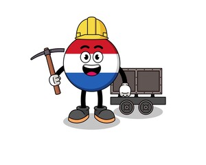 Fototapeta premium Mascot Illustration of netherlands flag miner
