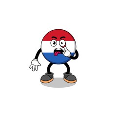 Character Illustration of netherlands flag with tongue sticking out