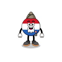 Character cartoon of netherlands flag as a veteran