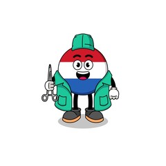 Illustration of netherlands flag mascot as a surgeon