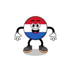 Fototapeta na wymiar netherlands flag cartoon with surprised gesture