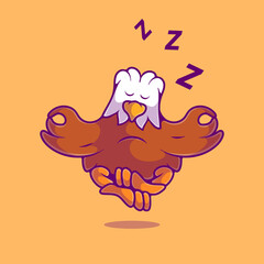 cute fat eagle sleeping meditation illustration suitable for mascot sticker and t-shirt design