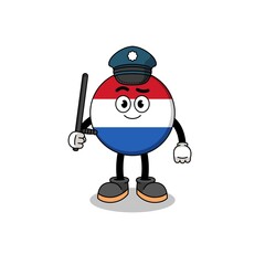 Obraz na płótnie Canvas Cartoon Illustration of netherlands flag police