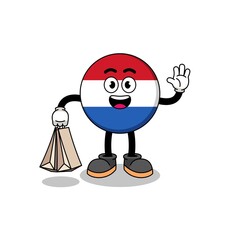 Fototapeta premium Cartoon of netherlands flag shopping