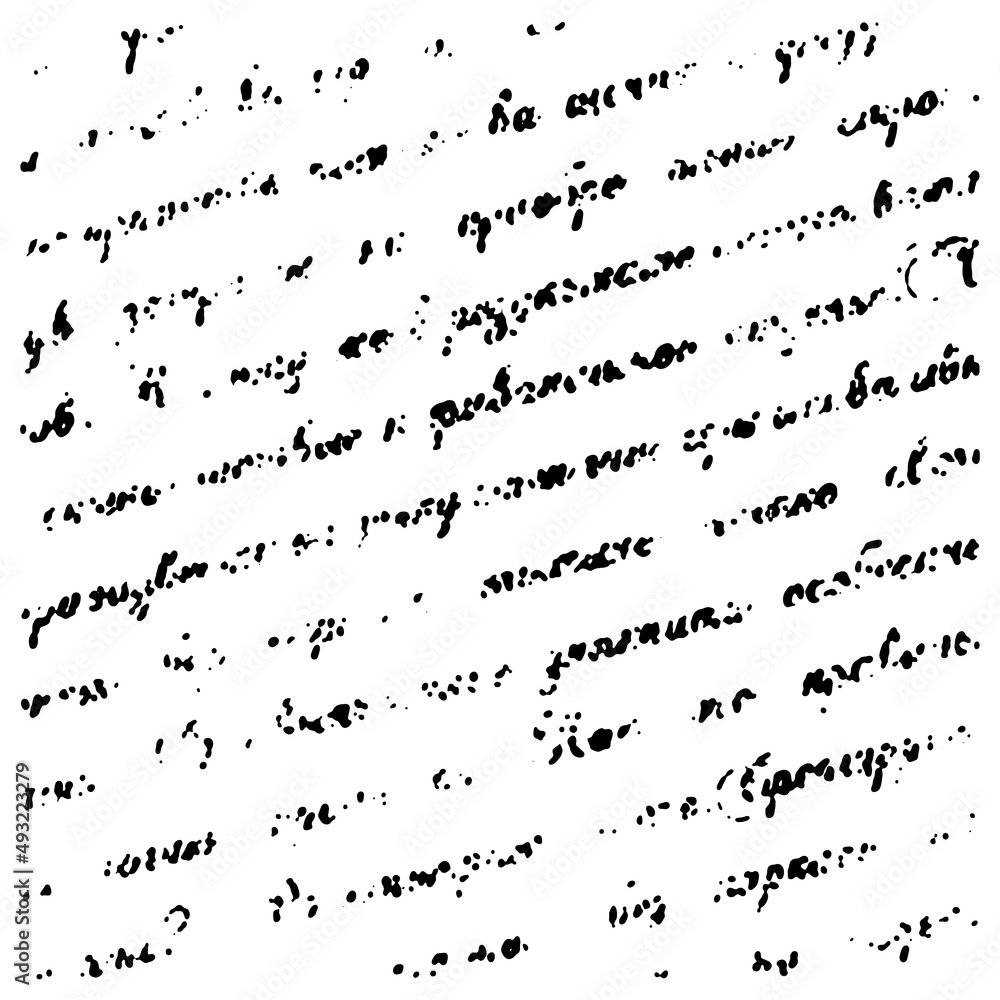Poster illegible text diagonal lines abstract pattern. black ink words on white paper background isolated a
