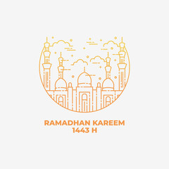 Line art of Mosque for Ramadhan kareem. Illustration of Mosque line art style. Ramadhan kareem background
