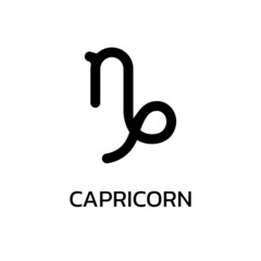 Capricorn icon or sign. Zodiac, astrology, horoscope symbol. Vector illustration.