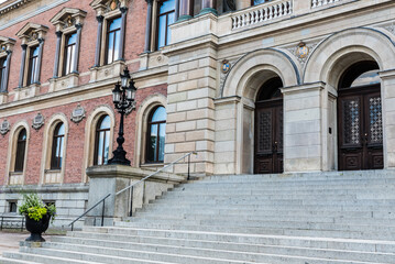 Fototapeta na wymiar Uppsala, Uppland - Sweden - Symmetric facade of the Uppsala University main building