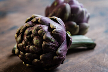 Obraz premium The globe artichoke is a variety of a species of thistle cultivated as a food..The edible portion of the plant consists of the flower buds.