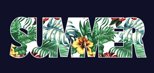 Summer, Hawaiian Tropical Beach, Hawaii t-shirt design. Vector illustration