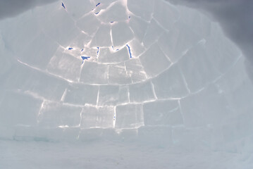 snow ice blocks of an iglu seen from inside 