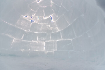 snow ice blocks of an iglu seen from inside  - obrazy, fototapety, plakaty