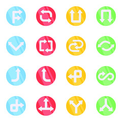 Pack of Directional Arrows Flat Icons 

