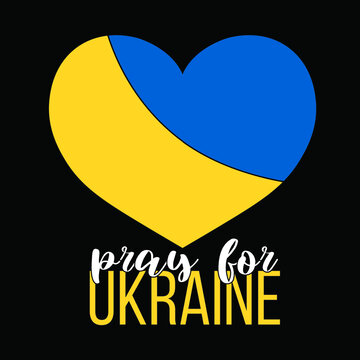 Fototapeta Poster in defense of Ukraine from war  Painting for protection against aggression with elements of the blue and yellow national flag of Ukraine with inscriptions in English