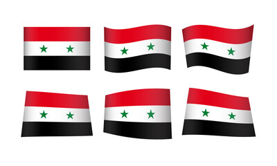Syria Flag Set Syrian Flags National Symbol Banner Icon Vector Stickers Arab Asian Damascus Asia Wave Country State Day Sun Wavy Realistic Independence Culture Nation Republic Kingdom Every All Flags