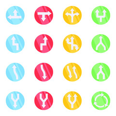 Pack of Pointing Arrows Flat Icons 

