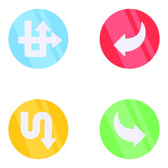 Pack of Directional and Navigational Arrows Flat Icons 

