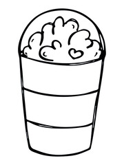 Cute milkshake illustration isolated on a white background. Simple cup clipart. Pretty drink doodle.