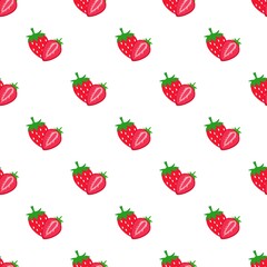 Strawberry abstract hand drawn seamless pattern on pink background for printing, textile or packaging design.