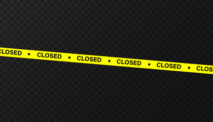 Warning tapes vector banner. Yellow tape, danger zone, closed, caution, police tape, png