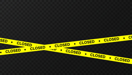 Warning tapes vector banner. Yellow tape, danger zone, closed, caution, police tape, png