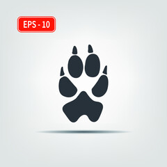 Paw print. Wolf trail. Icon for use in web applications, mobile applications and print media. EPS-10. Vector image. Logo.