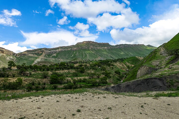 Views of the mountains of Dagestan near the village of Gamsutl. Russia June 2021