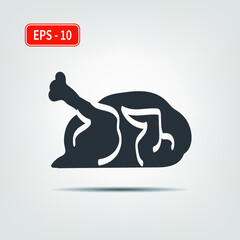 Icon for use in web applications, mobile applications and print media. EPS-10. Vector image. Fried chicken silhouette.