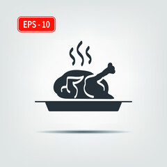 Fried chicken on a plate. EPS-10. Vector illustration for graphic design, Web, UI, mobile upp.
