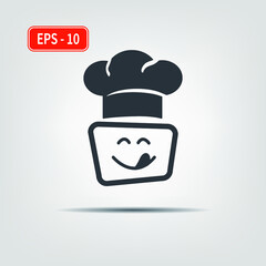 Drawing of a chef's hat with a smiley frame. EPS-10. Vector illustration for graphic design, Web, UI, mobile upp.