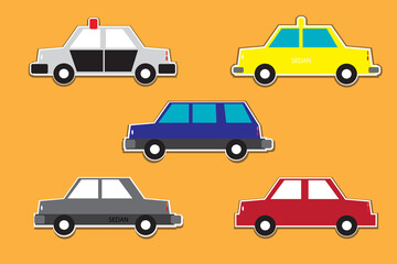 Sedan icon set. on an orange background Transport and travel. flat style design vector illustration transportation concept.