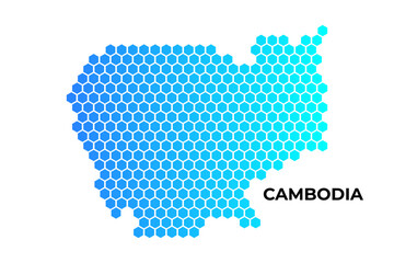 Cambodia map digital hexagon shape on white background vector illustration