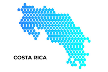 Costa Rica map digital hexagon shape on white background vector illustration