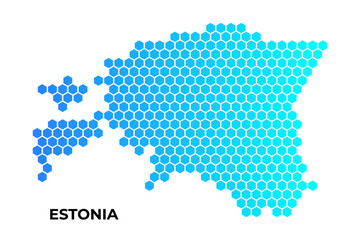 Estonia map digital hexagon shape on white background vector illustration