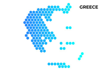 Greece map digital hexagon shape on white background vector illustration