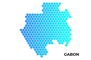 Fototapeta na wymiar Gabon map digital hexagon shape on white background vector illustration