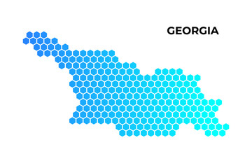 Georgia map digital hexagon shape on white background vector illustration