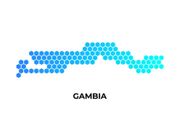 Obraz premium Gambia map digital hexagon shape on white background vector illustration
