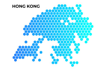 Obraz premium Hong Kong map digital hexagon shape on white background vector illustration