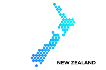 New Zealand map digital hexagon shape on white background vector illustration