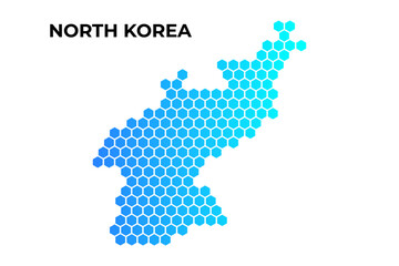 Obraz premium North Korea map digital hexagon shape on white background vector illustration