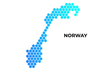 Norway map digital hexagon shape on white background vector illustration
