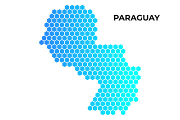 Fototapeta na wymiar Paraguay map digital hexagon shape on white background vector illustration