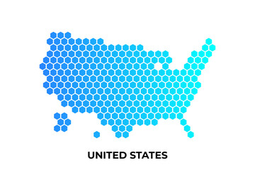 united states map digital hexagon shape on white background vector illustration
