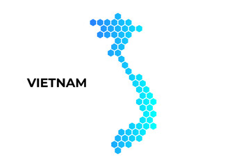 Vietnam map digital hexagon shape on white background vector illustration